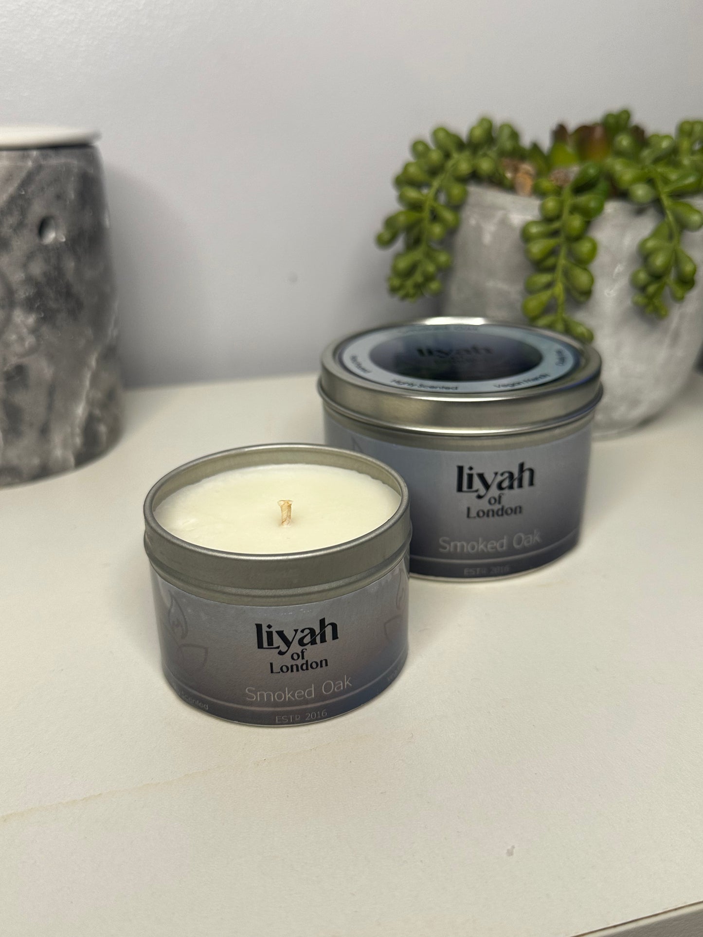 Smoked Oak Small Candle Tin
