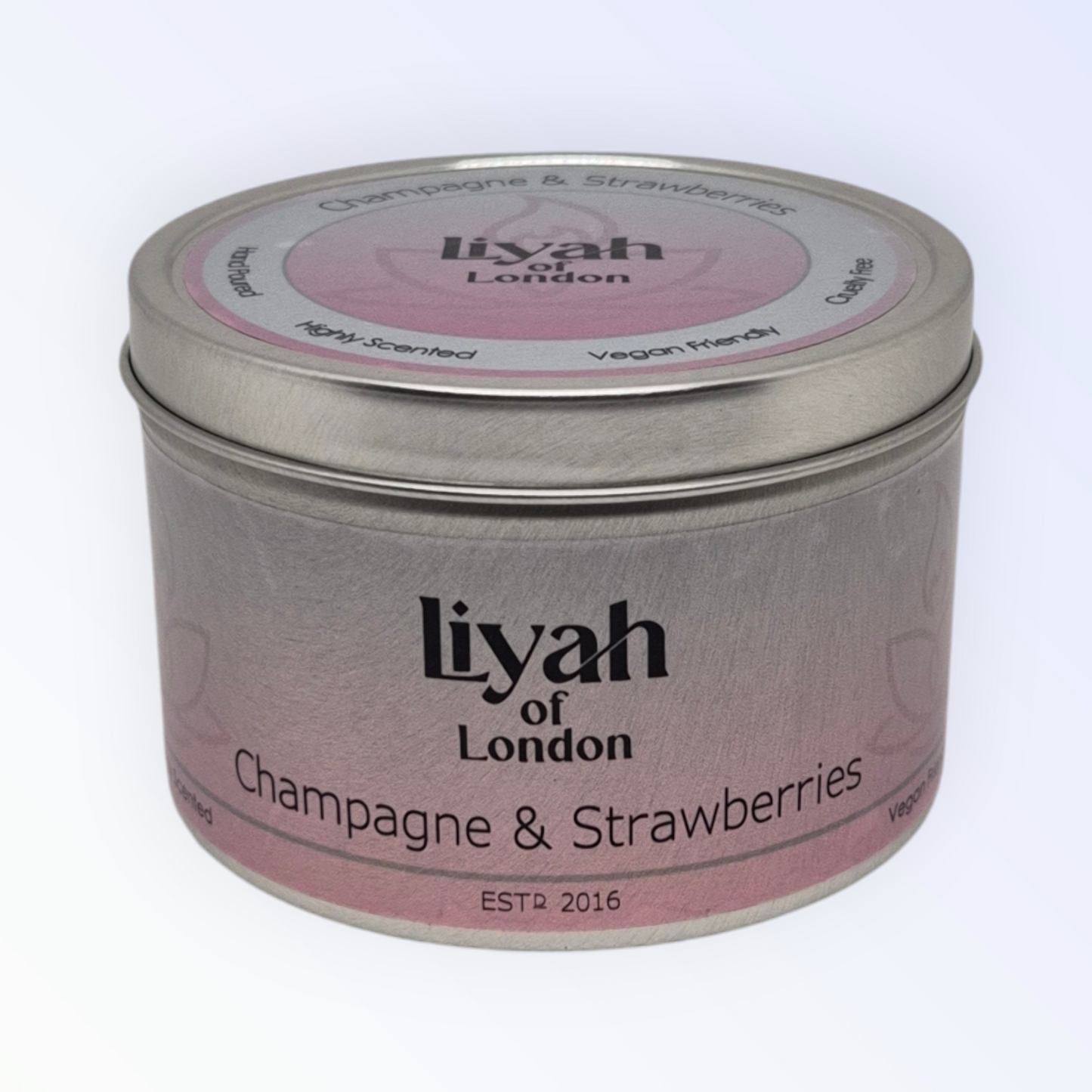 Champagne & Strawberries Small Candle Tin