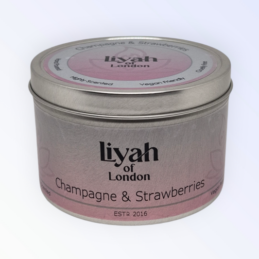 Champagne & Strawberries Small Candle Tin