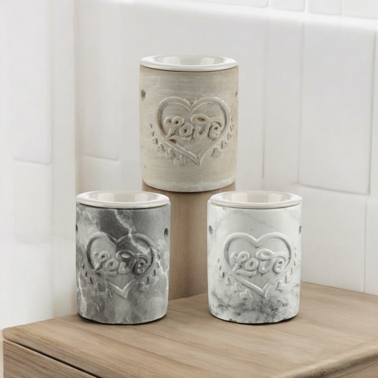 Concrete Love Heart Embossed Wax Warmer